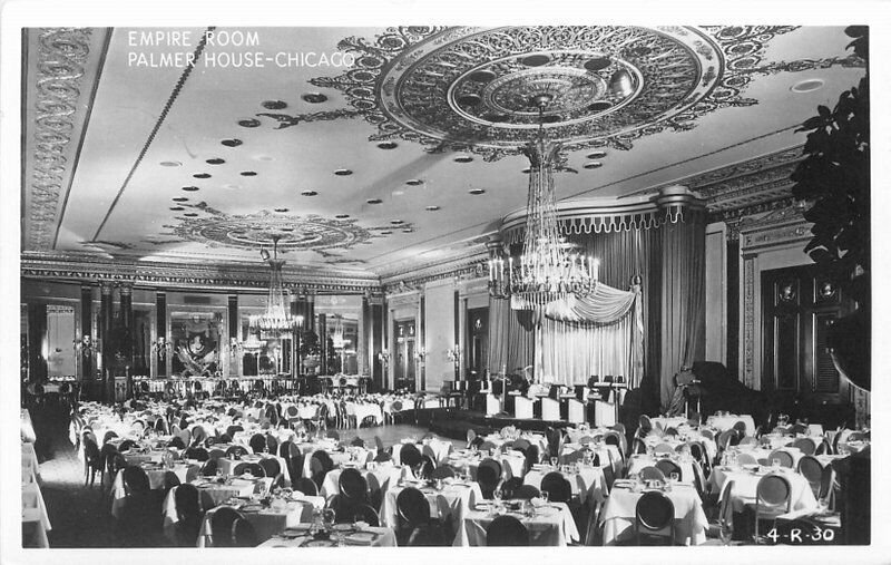 Chicago Illinois Empire Room Interior Palmer House RPPC Photo Postcard 20-2443