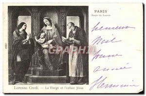 Old Postcard Paris Louvre Museum Lorenzo Credi The Virgin and Jesus & # 39enfant