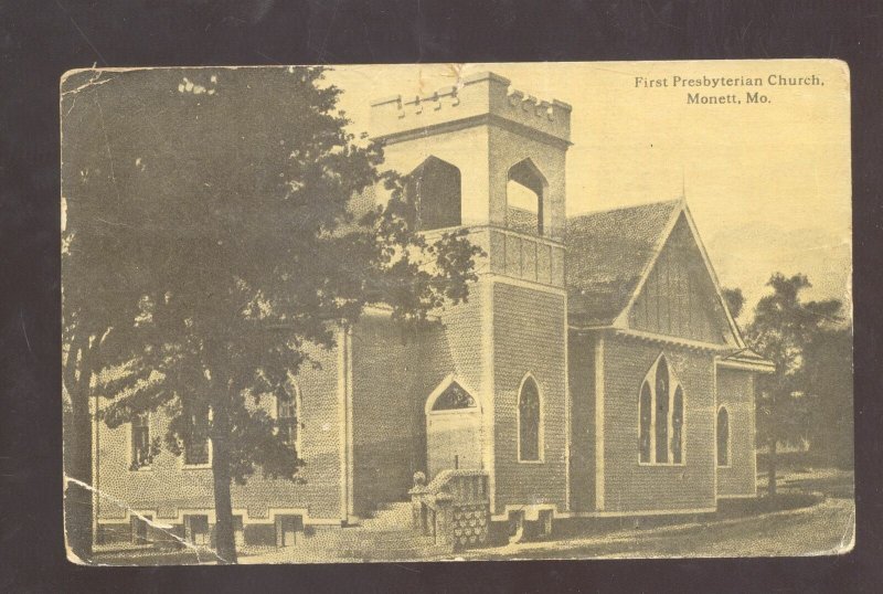 MONETT MISSOURI FIRST PRESBYTERIAN CHURCH VINTAGE POSTCARD 1912 MO.