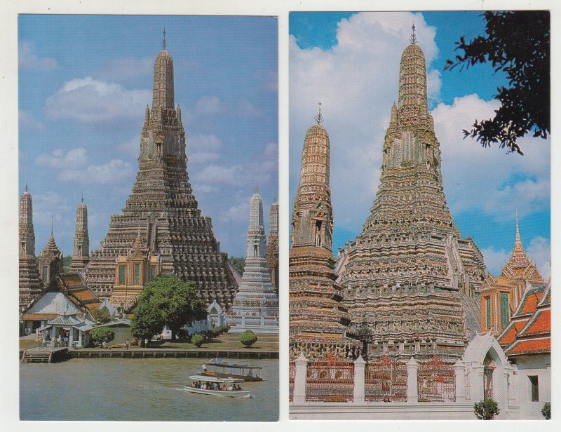 P2952, 2 vintage postcard wat aroon temple of dawn bangkok thailand, collection