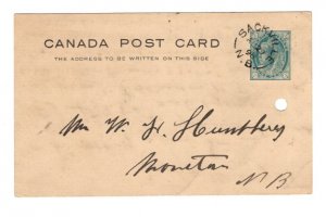 Victoria Jubilee Postal Stationery Postcard, Used Sackville, New Brunswick 1898