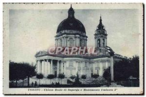 Old Postcard Torino Reale Chiesa di Superga E Monumento Umberto 1