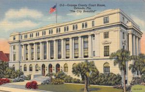 ORLANDO, FL Florida  ORANGE COUNTY COURT HOUSE Courthouse c1940's Linen Postcard