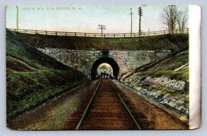 J88/ Dover New Hampshire Postcard c1910 B&M Railroad Arch Tracks 345