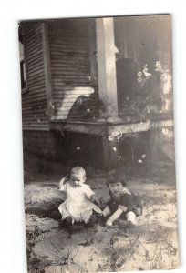 Children Playing in Sand RPPC Real Photo 1910-1930