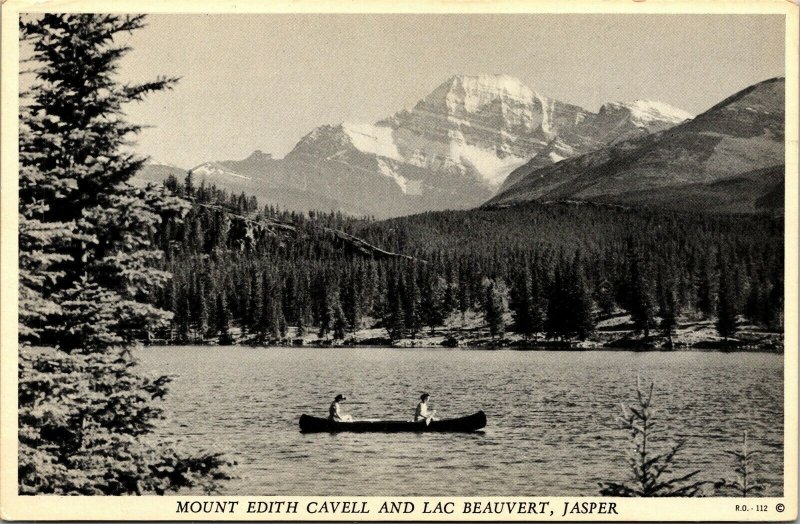 Vtg Mount Edith Cavell and Lac Beauvert Jasper Alberta Canada Postcard