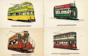 Blackpool Manchester Bispham Tramways Bovril Adverising 4x Bus Postcard s