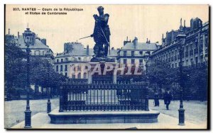 Old Postcard Nantes the Republic of Courses and statue of Cambronne