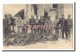 The Great War 1914-1915 Neufmoutiers near Meaux A Old Postcard Soldiers exami...