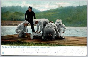 Vtg US Life Saving Service Resuscitating A Rescued Man 1907 Tuck Postcard