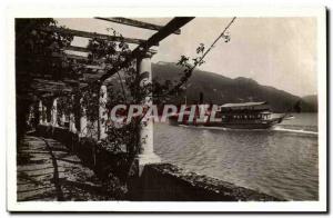 Surroundings of & # 39annecy Talloires Old Postcard Lake View Pergola (boat)