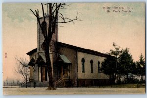 c1910 Burlington New Jersey NJ Vintage Postcard St. Paul's Church Front Building