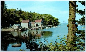 Postcard - Fish houses on Back Cove - New Harbor, Maine