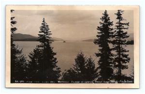 Postcard ID Luby Bay Papoose Island Priest Lake Idaho RPPC Real Photo G15
