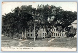 Jefferson Wisconsin WI Postcard Copeland Ryder Shoe Factory Building Trees 1910