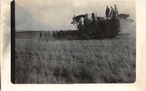 F42/ Occupational RPPC Postcard c1910 Farming Scene Combine 1