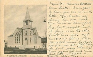 Kansas Holton First Baptist Church undivided 1907 Postcard 22-3682