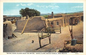 Santa Clara Indian Puebloe New Mexico 1930-40s Postcard 