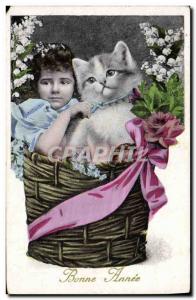Old Postcard Cats Cat Kitten Children