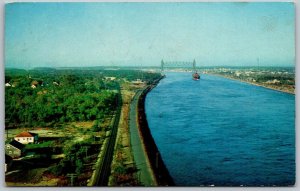 Buzzards Bay Cape Cod Massachusetts 1950s Postcard Railroad Bridge Cape Canal
