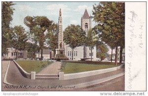 New Hampshire Nashua First Church And Monument 1906