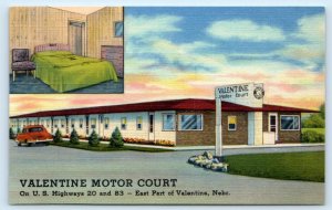 VALENTINE, Nebraska NE ~ Roadside Motel VALENTINE MOTOR COURT 1940s Postcard