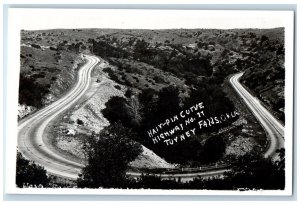 View Of Hair Pin Curve Highway No 11 Turney Falls OK Vintage RPPC Photo Postcard