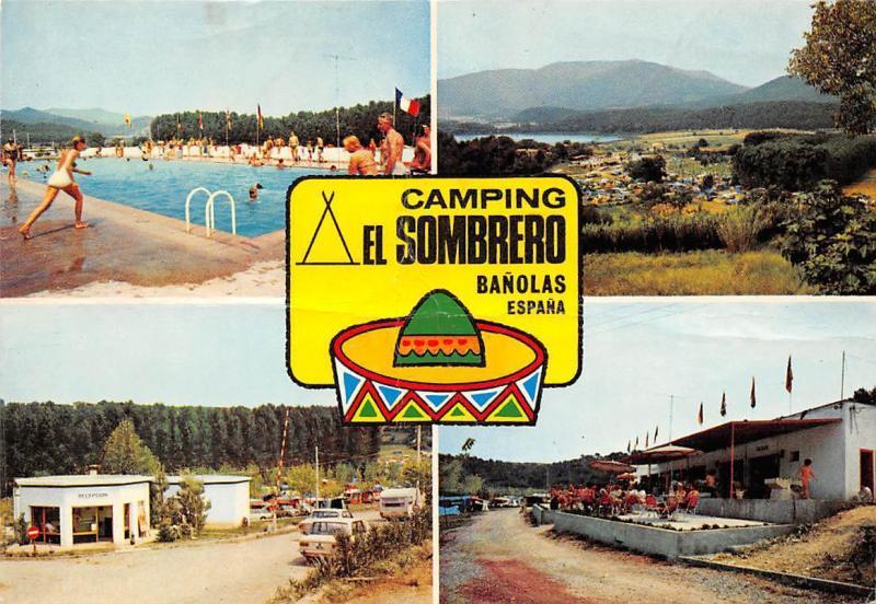 Spain Camping El Sombrero Banolas Gerona Swimming Pool Auto Cars Hippostcard