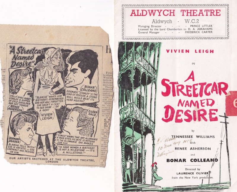 Vivien Leigh A Streetcar Named Desire Rare Comedy London Theatre Programme & ...