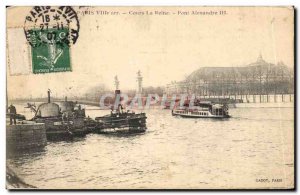 Old Postcard Paris City arr Course Queen Alexandre III Bridge Boat Goeland