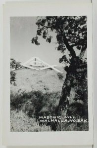 ND Walhalla North Dakota RPPC Masonic Hill Real Photo Postcard O15