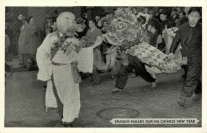 china, Dragon Parade during Chinese New Year in New York (1950s) Postcard