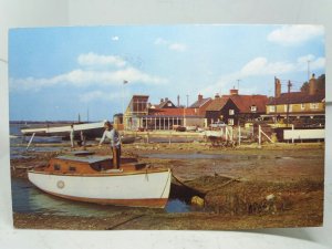 Man Working on his Boat West Mersea Essex Vintage Postcard 1960s