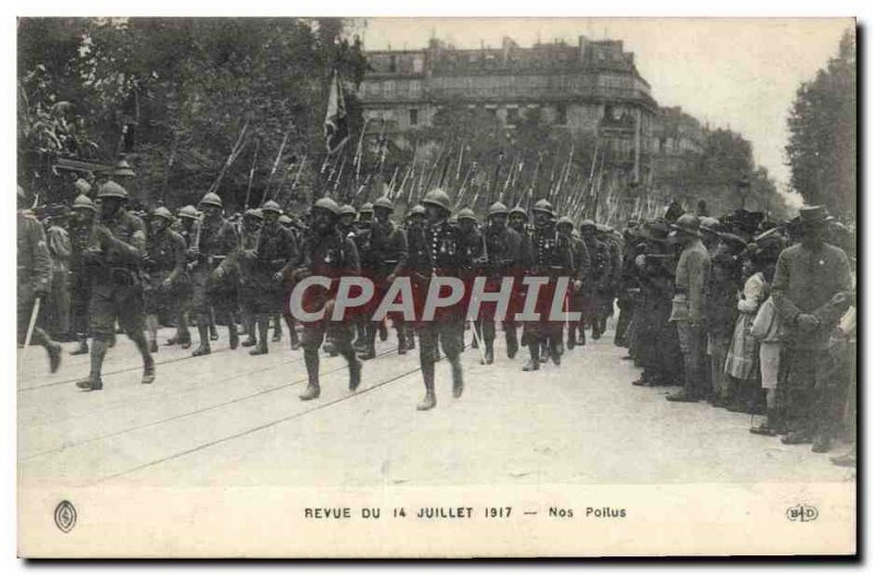 Old Postcard Army Review July 14, 1917 Our hairy