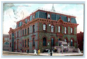 1907 Post Office Building, Windsor Canada CA Antique Posted Postcard