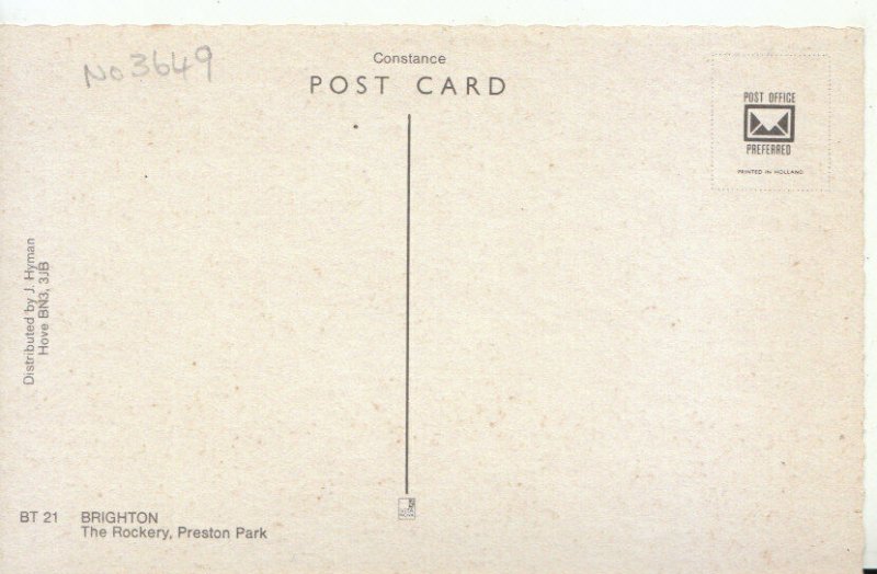 Sussex Postcard - The Rockery - Preston Park - Brighton - Ref TZ814