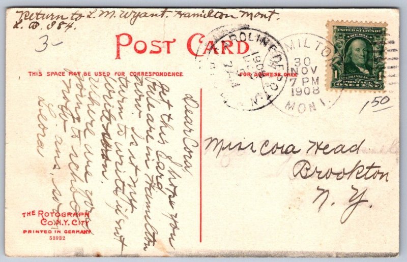 K44/ Hamilton Montana Postcard c1910 Court House Ravalli County 346