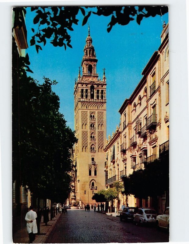 Postcard The Giralda from Mateo Gago Street, Seville, Spain