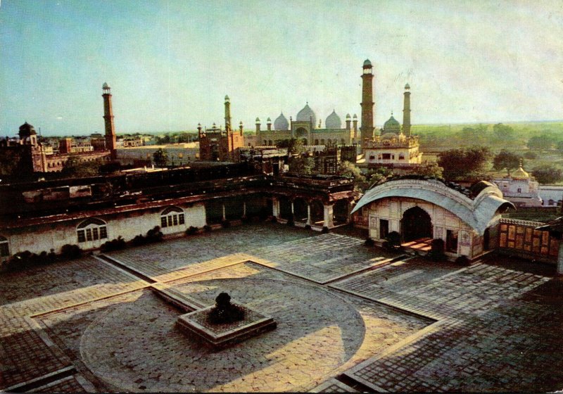 Pakistan Lahore Courtyard Of The Lahore Fort With Badshahi Mosque In The Back...