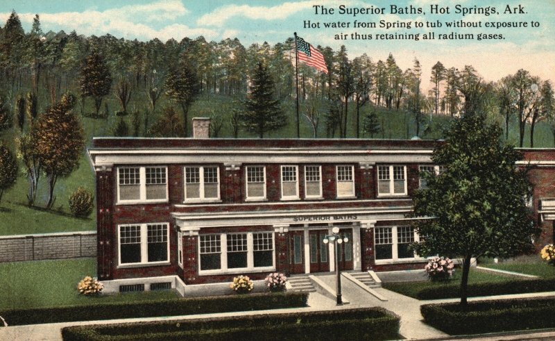Vintage Postcard Superior Bath Hot Water From Spring To Tub Hot Springs Arkansas
