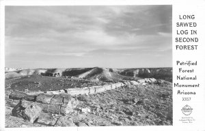 Postcard 1940s RPPC Arizona Petrified Forest Frasher Monument log 23-12424