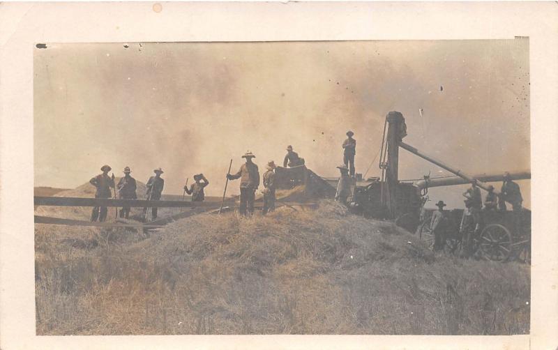 E54/ Occupational Real Photo RPPC Postcard c1910 Farmers Hay Steam Tractor 1