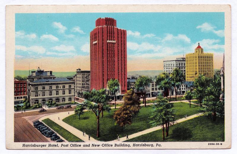 RARE 19151930 Harrisburger Hotel Post Office & New Building Harrisburg