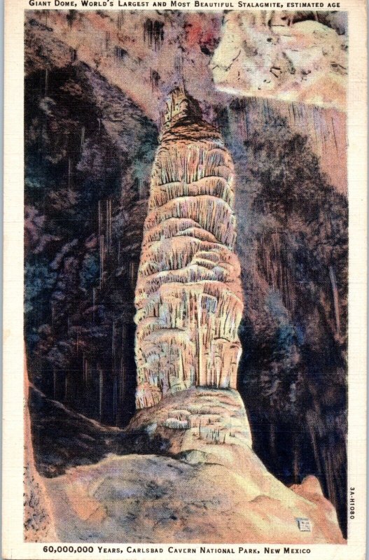 Giant Dome Carlsbad Cavern New Mexico Postcard Posted 1934