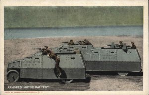 US Military WWI Armored Motor Battery Trucks c1915 Postcard