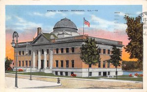 Public Library Rockford, Illinois USA View Postcard Backing 