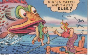 Exaggeration Fishing Comic Postcard , 30-40s : #12