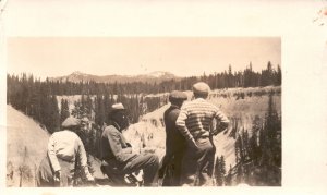 Vintage Postcard Men in the Mountain Slopes Travel During Winter Snowy Mountain