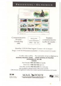 Canada Post, 1993, Commemorative Stamp, Canada Day, Provincial Scenes, Postcard