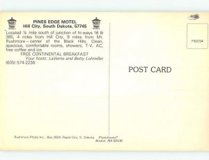 Unused Pre-1980 OLD CARS & PINE'S EDGE MOTEL Hill City South Dakota SD M0610